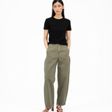 Arched Denim Trousers - Sage - G R A Y E