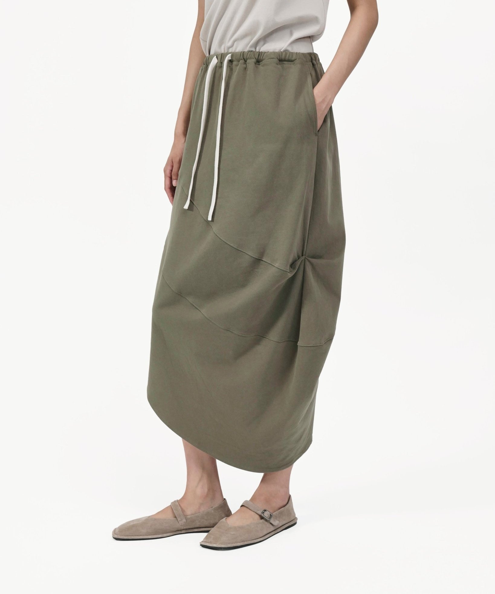 Asymmetry Knit Skirt - Cargo Green - G R A Y E