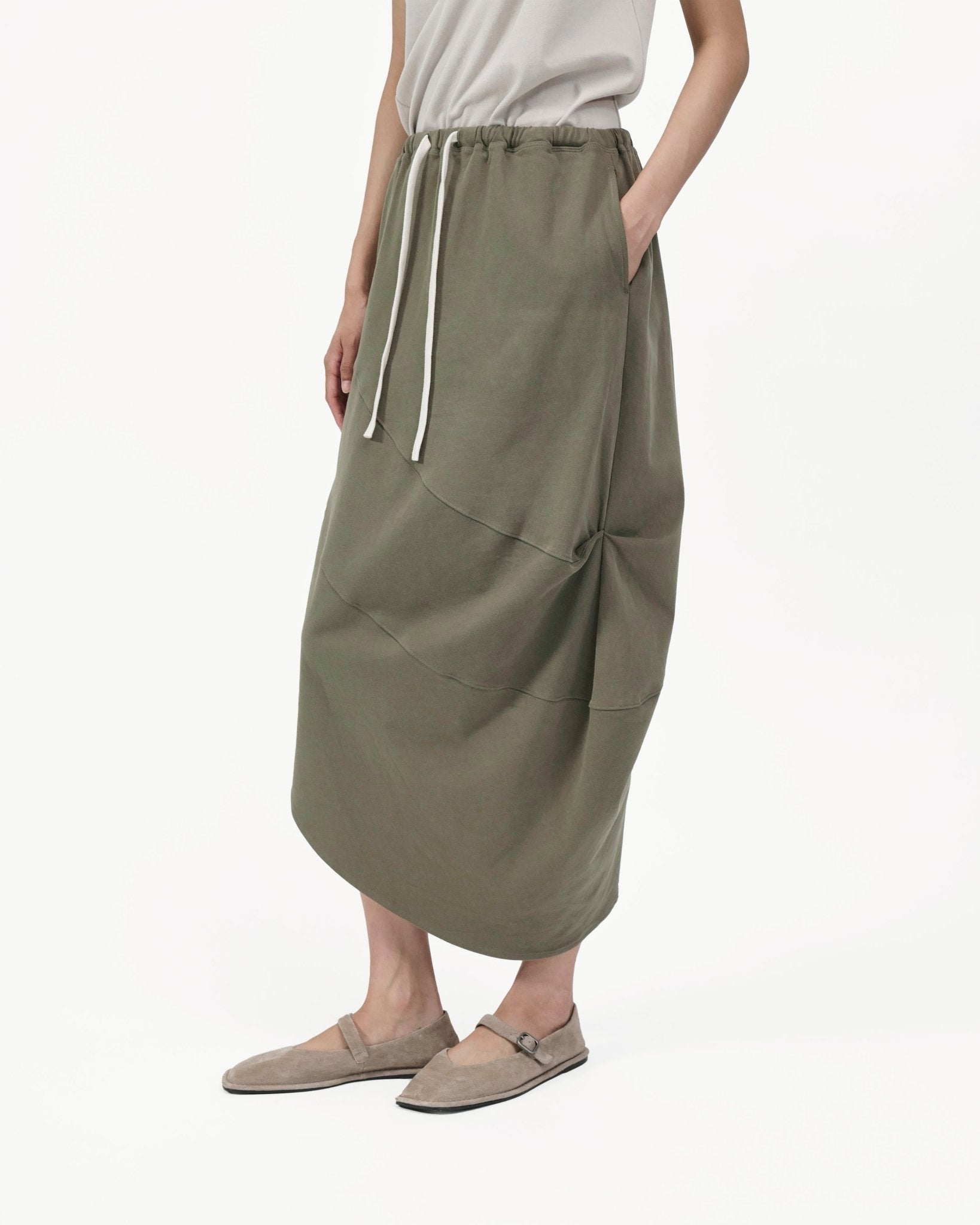 Asymmetry Knit Skirt - Cargo Green - G R A Y E