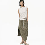 Asymmetry Knit Skirt - Cargo Green - G R A Y E