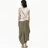 Asymmetry Knit Skirt - Cargo Green - G R A Y E