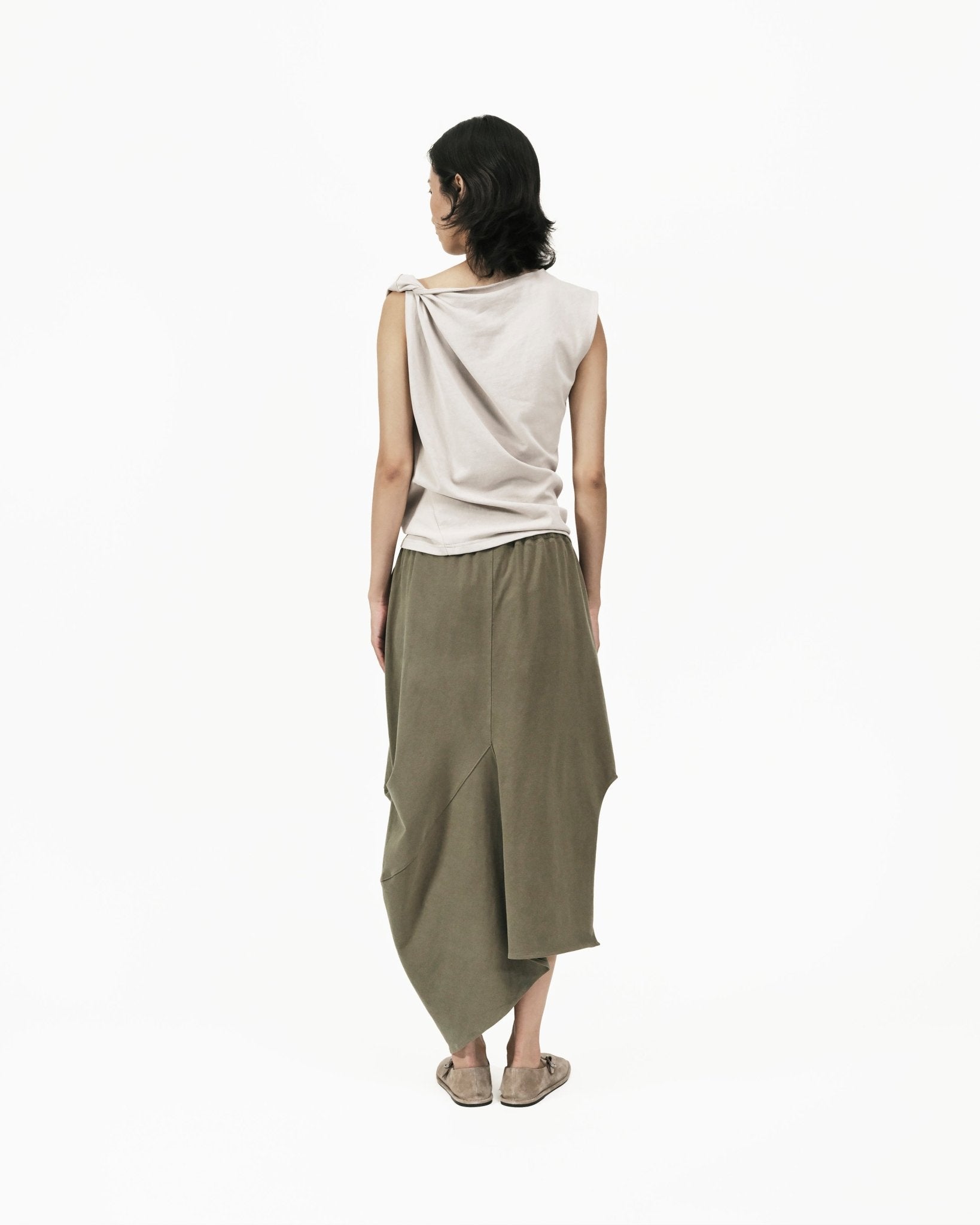 Asymmetry Knit Skirt - Cargo Green - G R A Y E