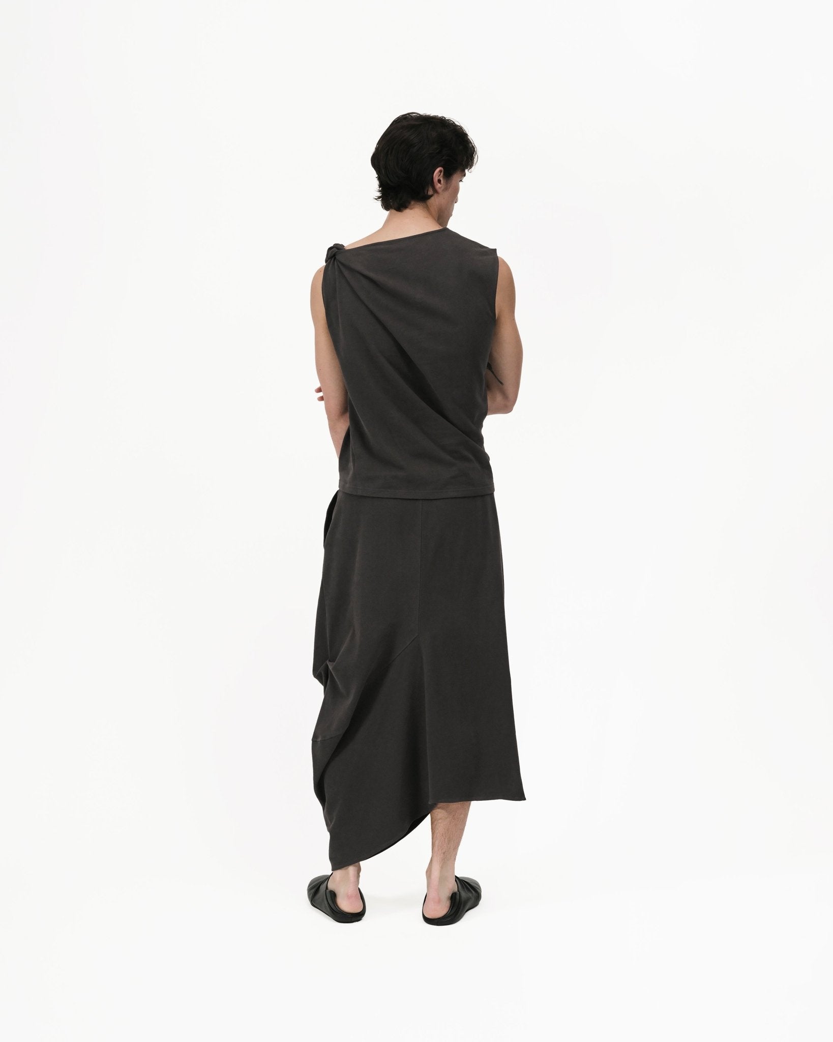 Asymmetry Knit Skirt - Charcoal - G R A Y E