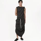 Asymmetry Knit Skirt - Charcoal - G R A Y E