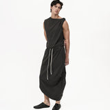 Asymmetry Knit Skirt - Charcoal - G R A Y E