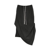 Asymmetry Knit Skirt - Charcoal - G R A Y E