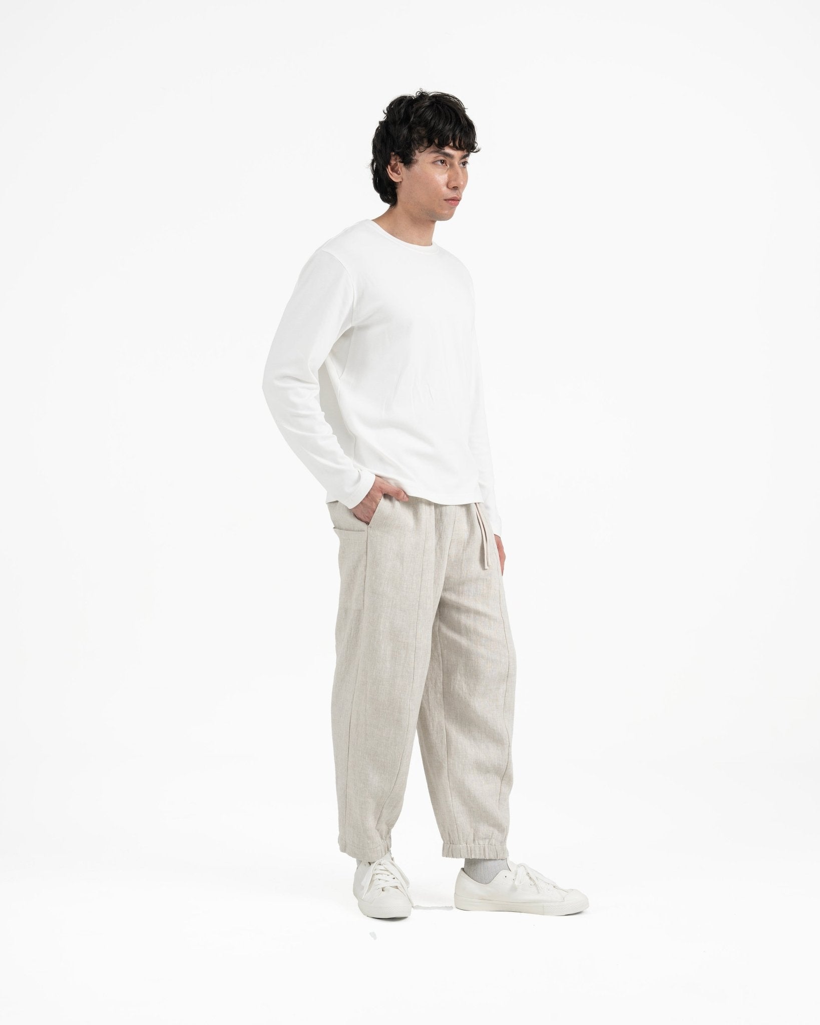 Cupro Long Sleeve Tee - Off White - G R A Y E