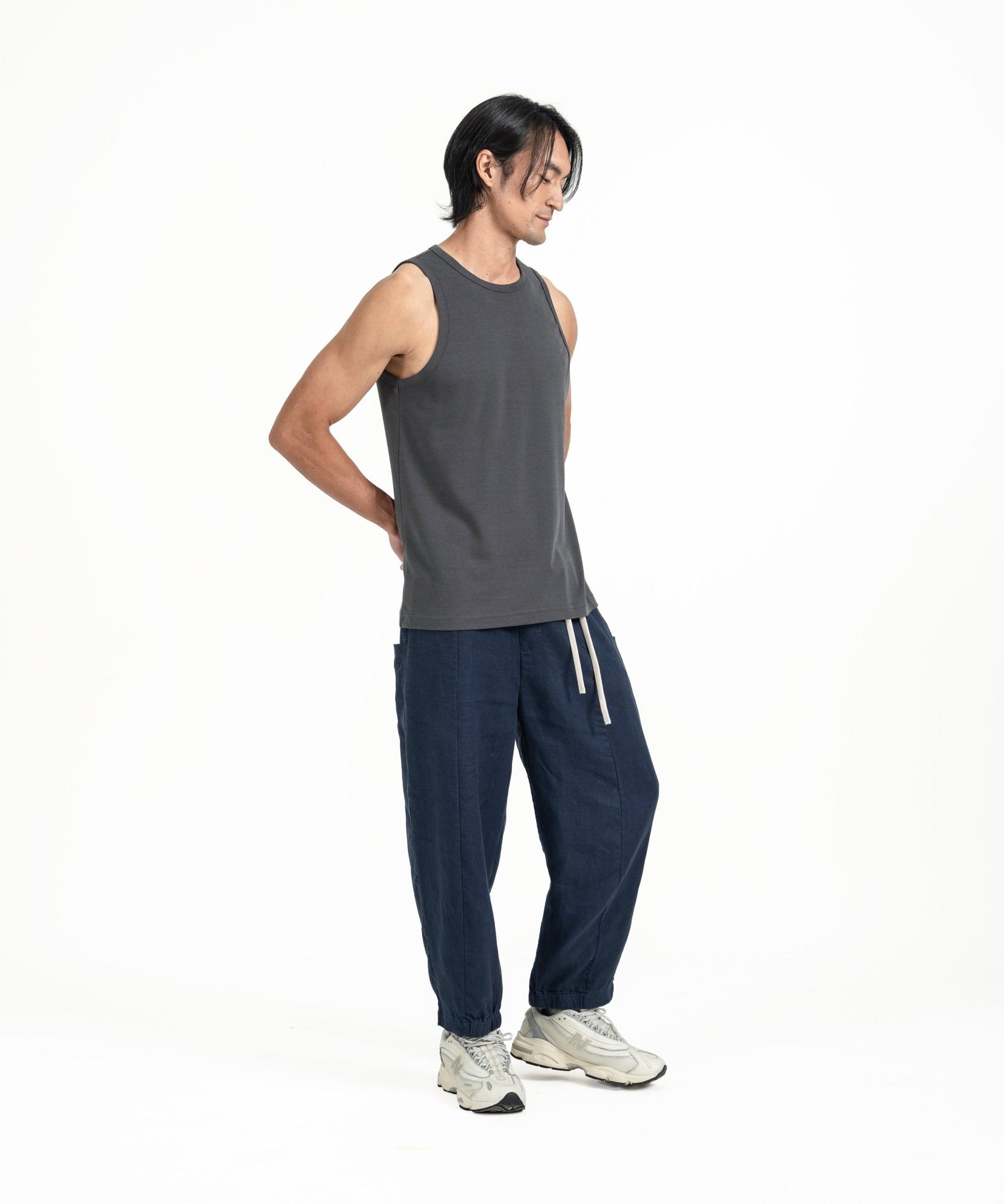 Cupro Sleeveless Tee - Charcoal Gray - G R A Y E