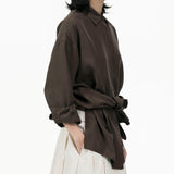 Fluid Knot Shirt - Brown - G R A Y E