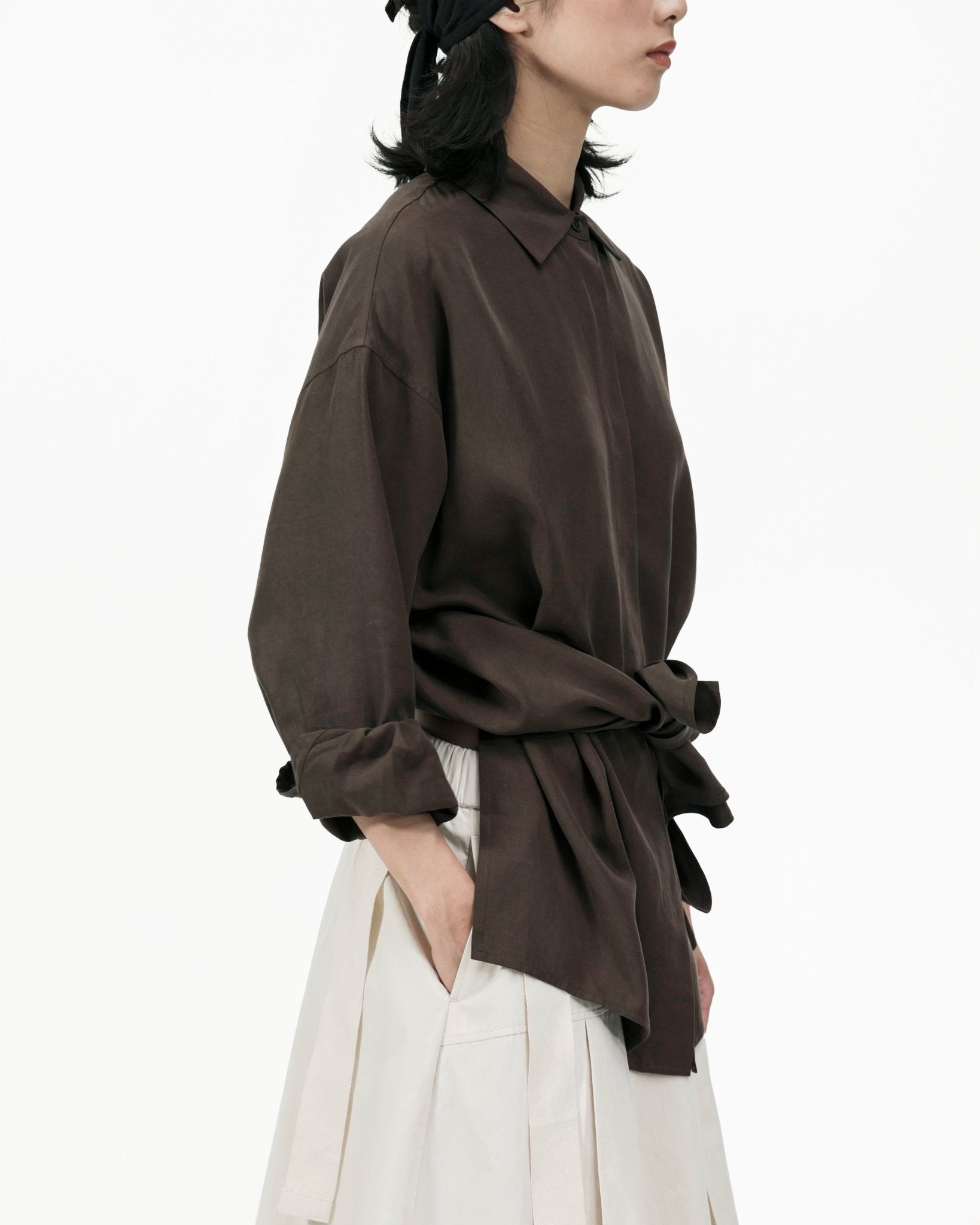Fluid Knot Shirt - Brown - G R A Y E