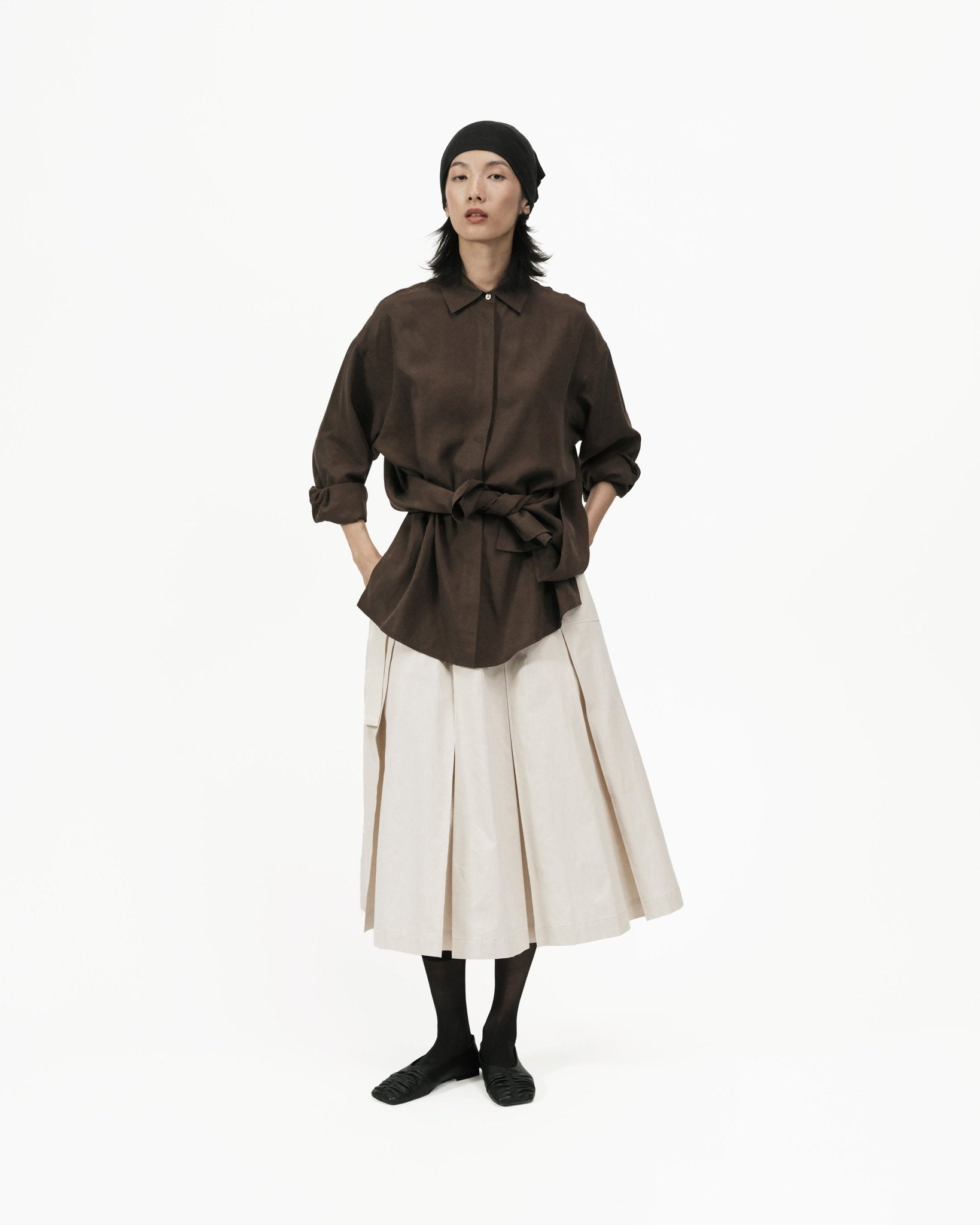 Fluid Knot Shirt - Brown - G R A Y E