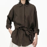 Fluid Knot Shirt - Brown - G R A Y E