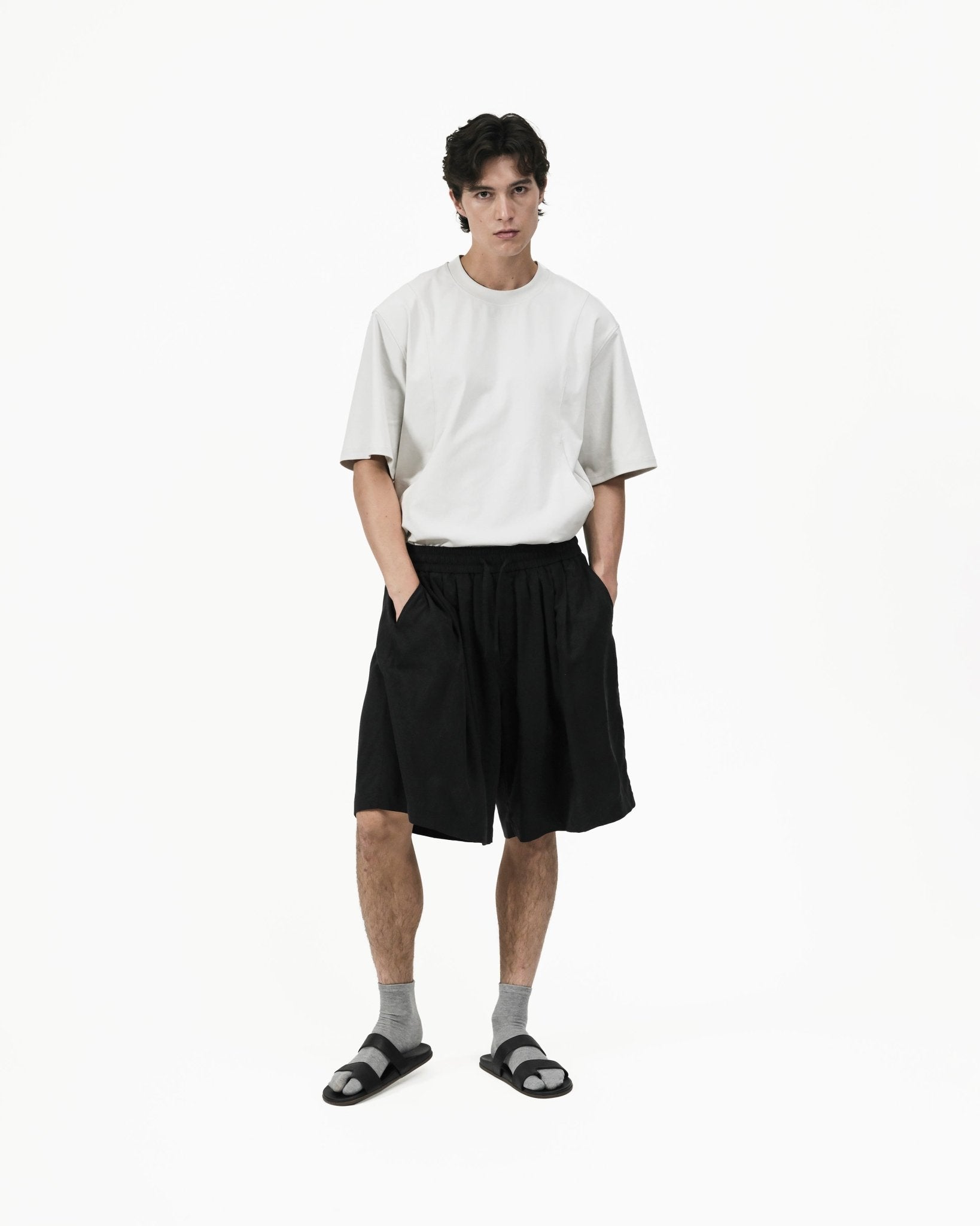 Fluid Pleat Shorts - G R A Y E