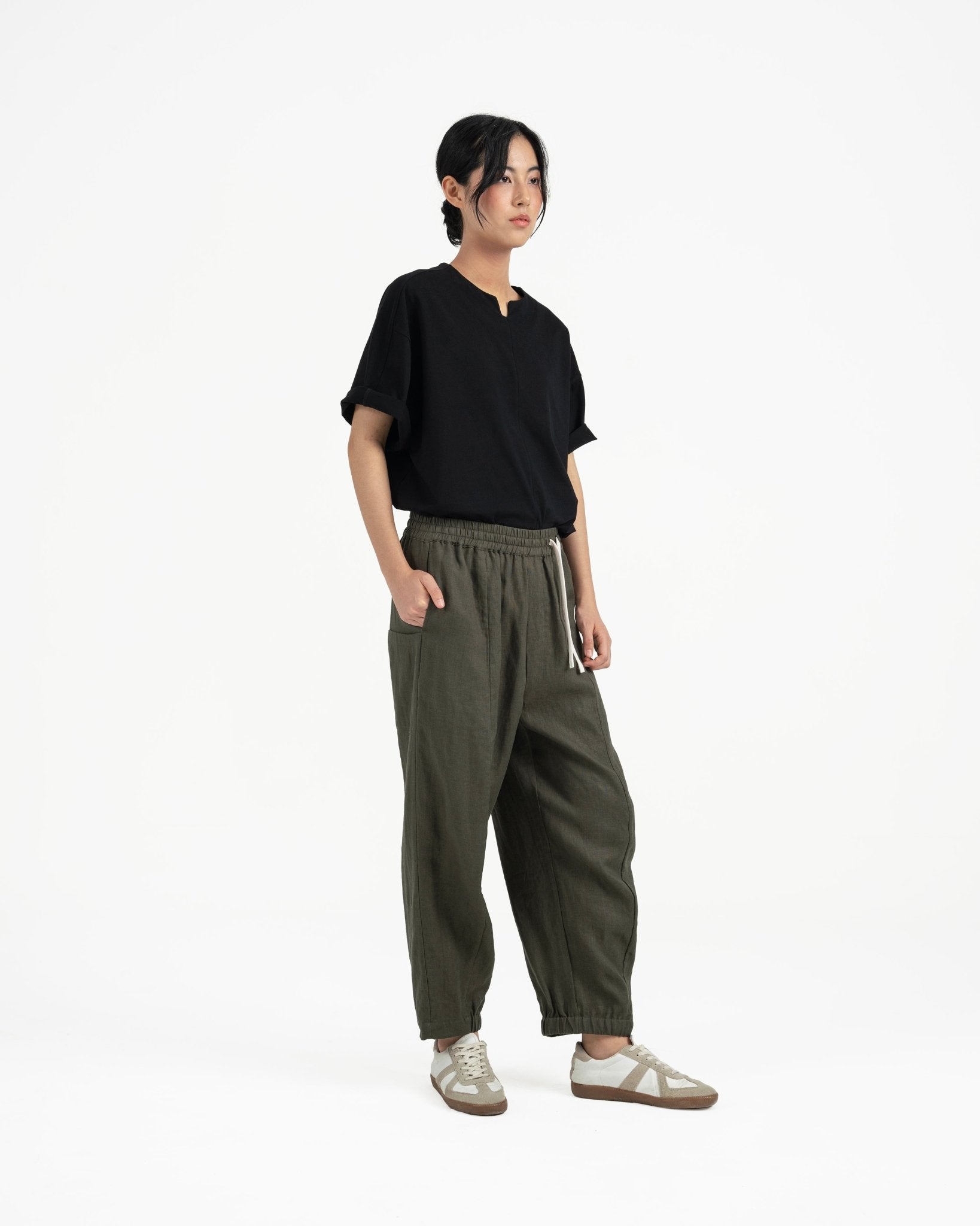 Journeyman Linen Pants - Olive - G R A Y E
