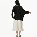 Offset Drape Pullover - Black - G R A Y E