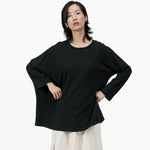 Offset Drape Pullover - Black - G R A Y E