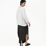 Offset Drape Pullover - White - G R A Y E