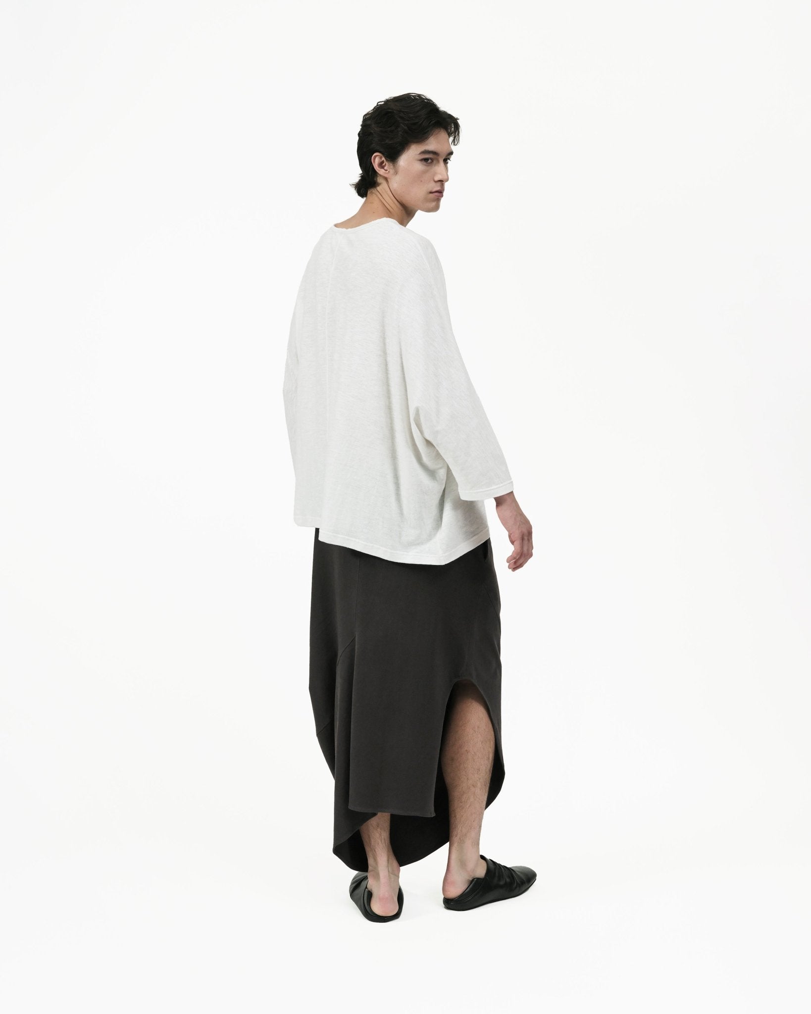 Offset Drape Pullover - White - G R A Y E