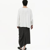 Offset Drape Pullover - White - G R A Y E