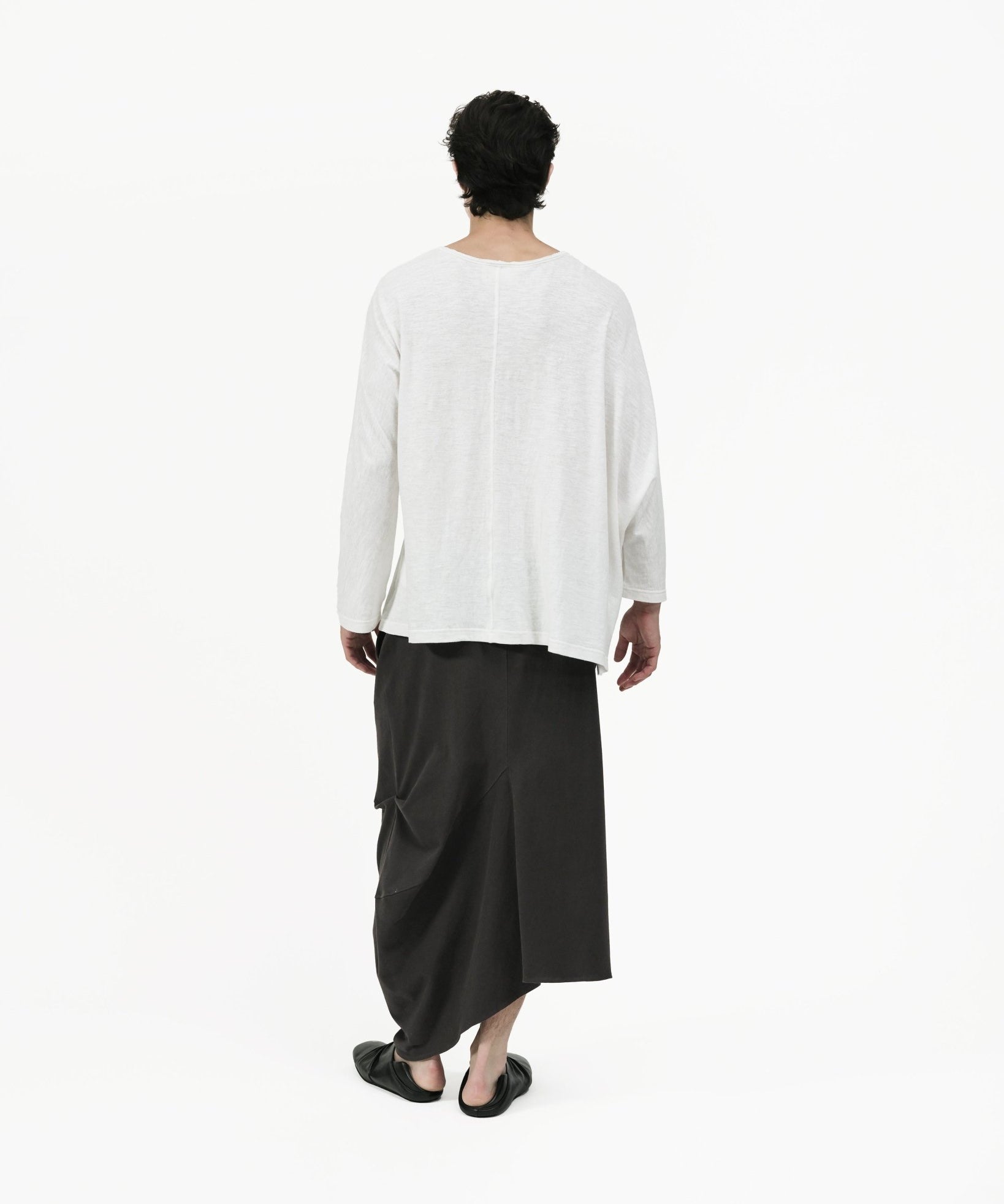 Offset Drape Pullover - White - G R A Y E