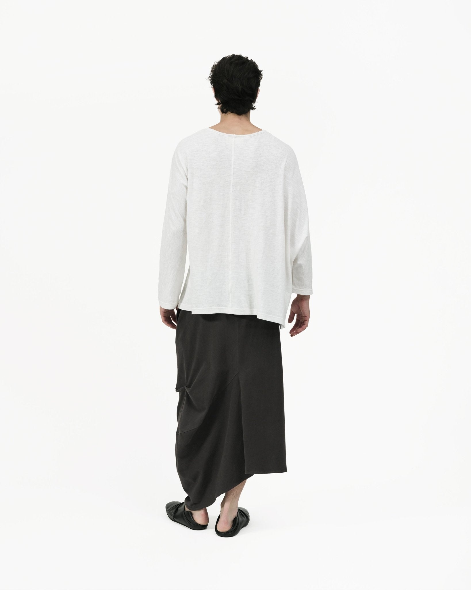 Offset Drape Pullover - White - G R A Y E