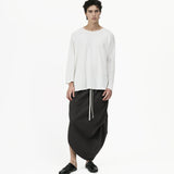 Offset Drape Pullover - White - G R A Y E