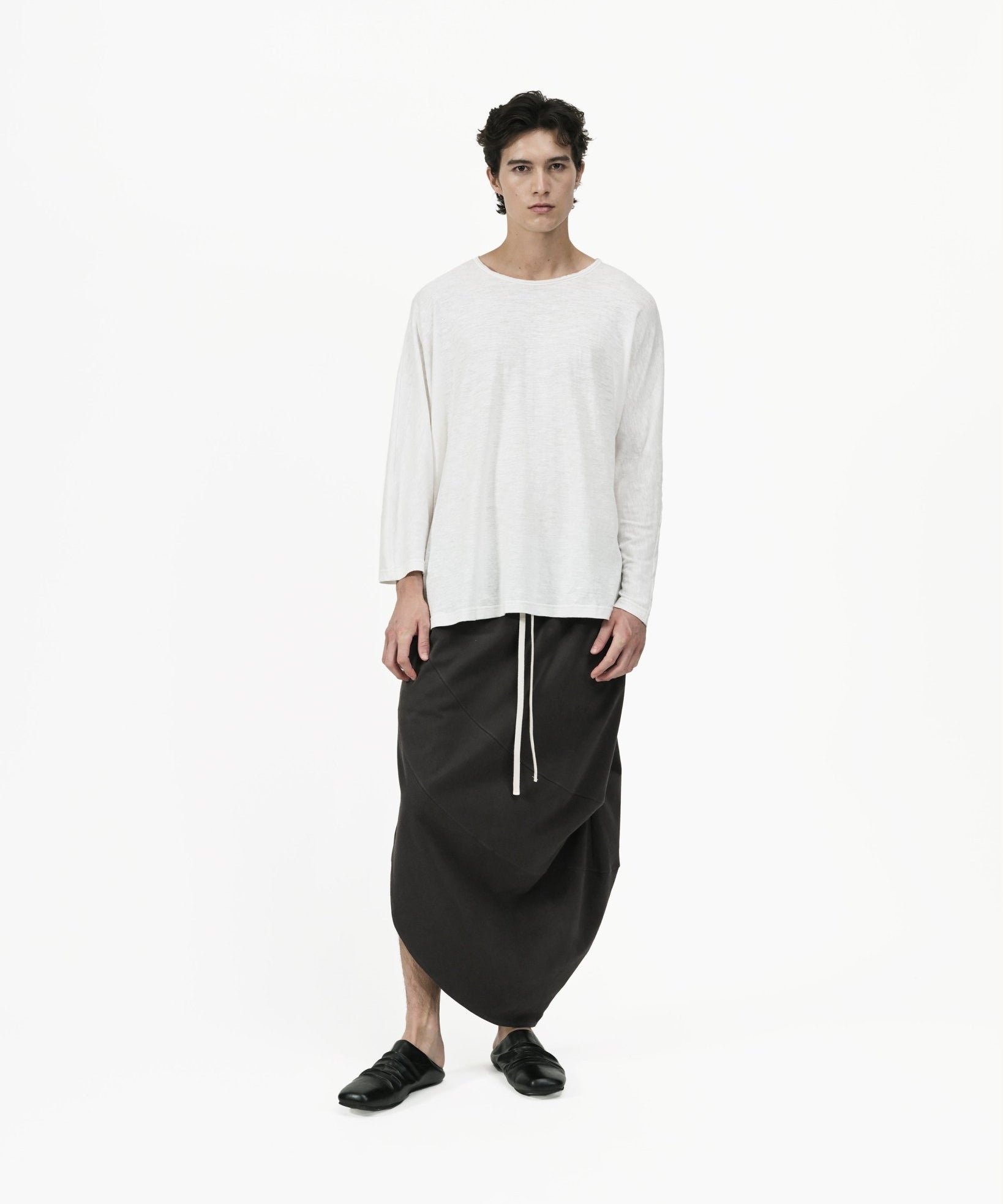 Offset Drape Pullover - White - G R A Y E