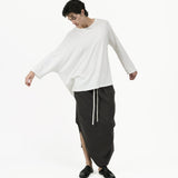 Offset Drape Pullover - White - G R A Y E