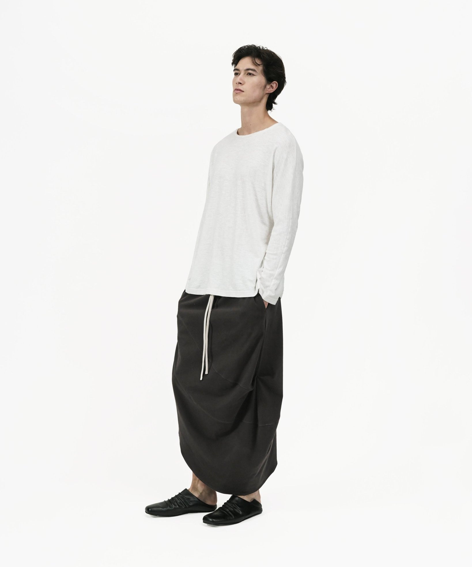 Offset Drape Pullover - White - G R A Y E