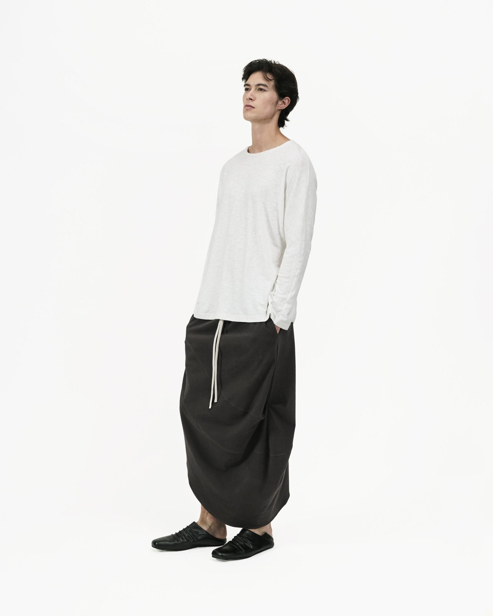 Offset Drape Pullover - White - G R A Y E