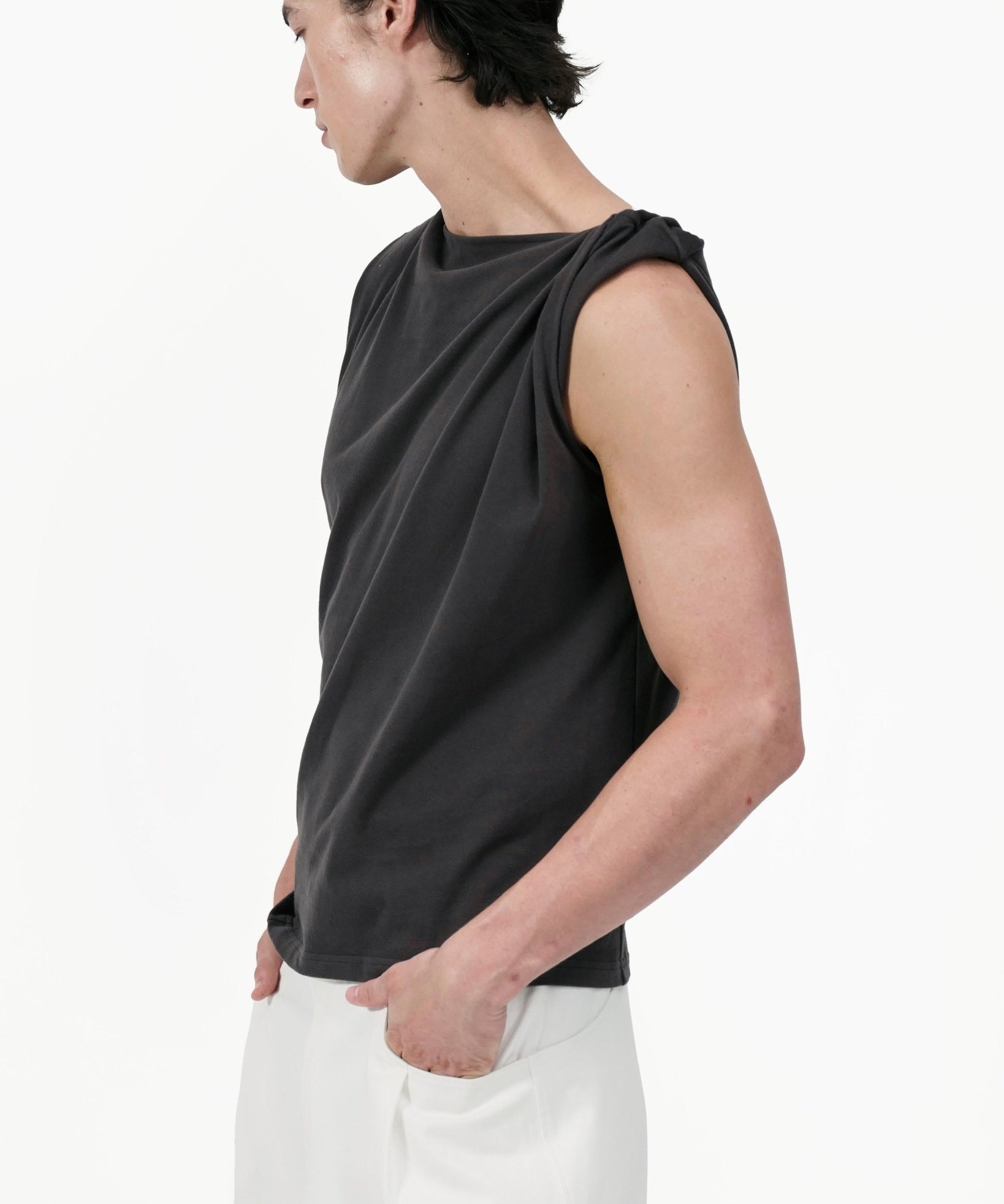 Twisted Knit Top - Charcoal - G R A Y E
