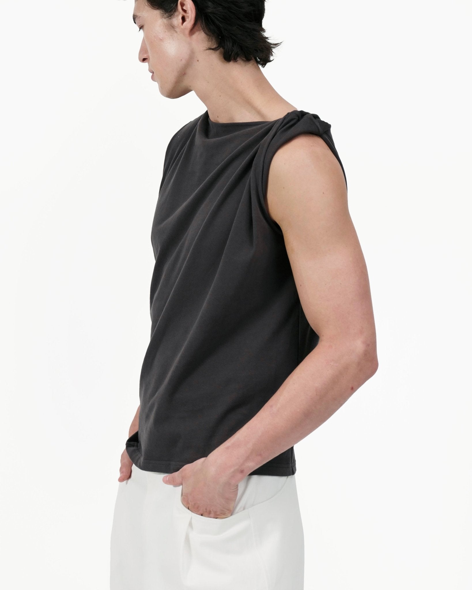 Twisted Knit Top - Charcoal - G R A Y E