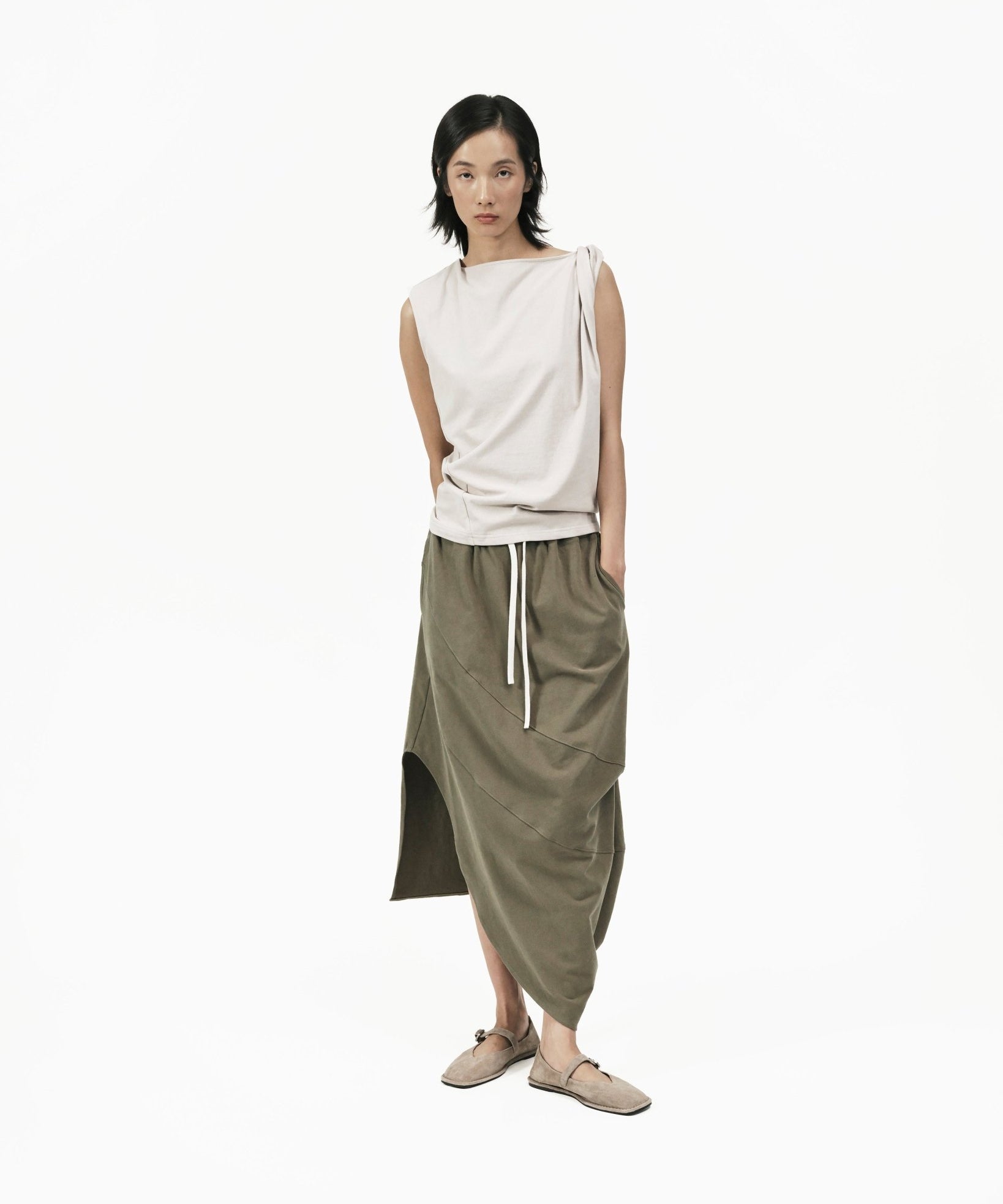 Twisted Knit Top - Mushroom - G R A Y E