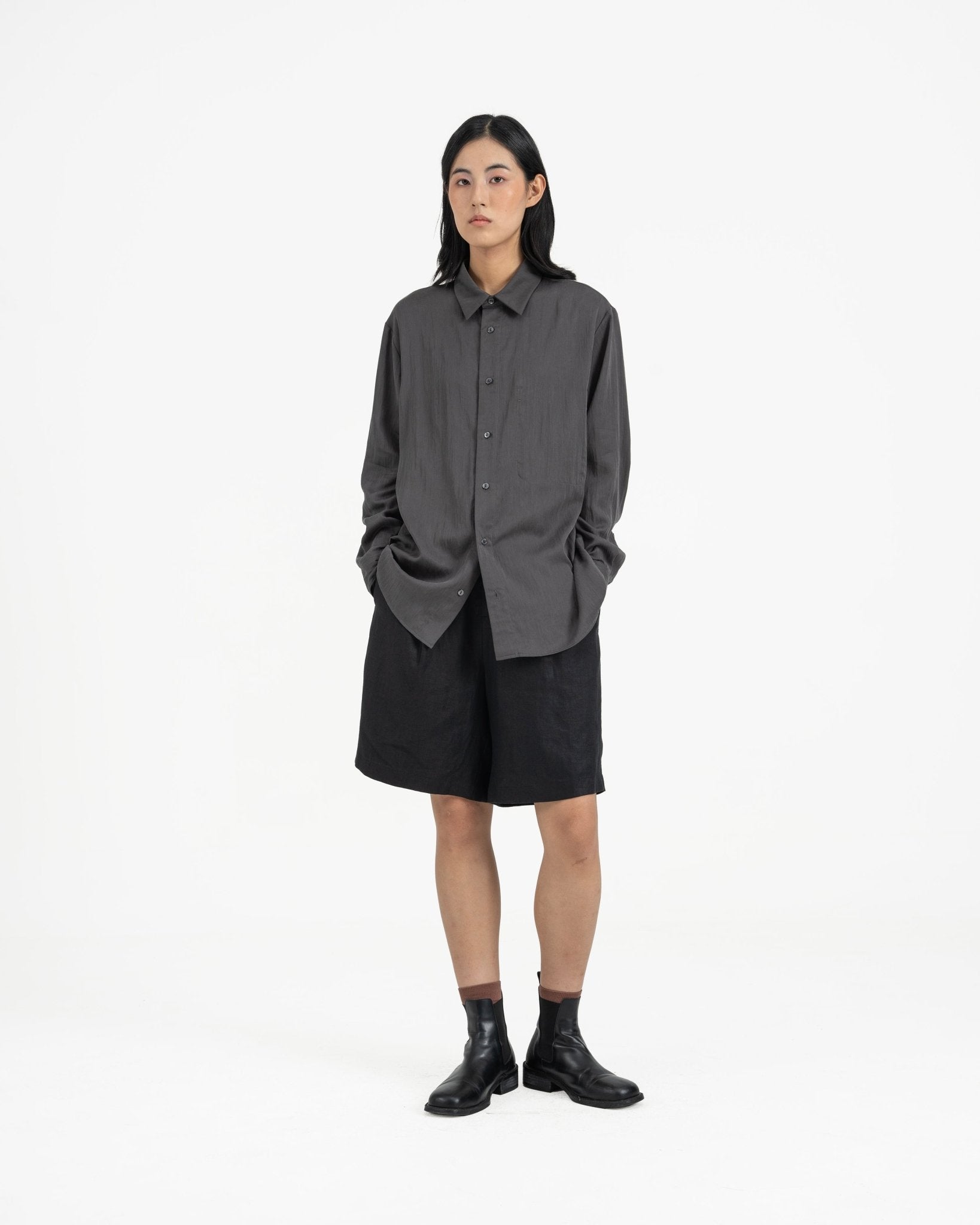 Willow Button Shirt - Hale Navy - G R A Y E