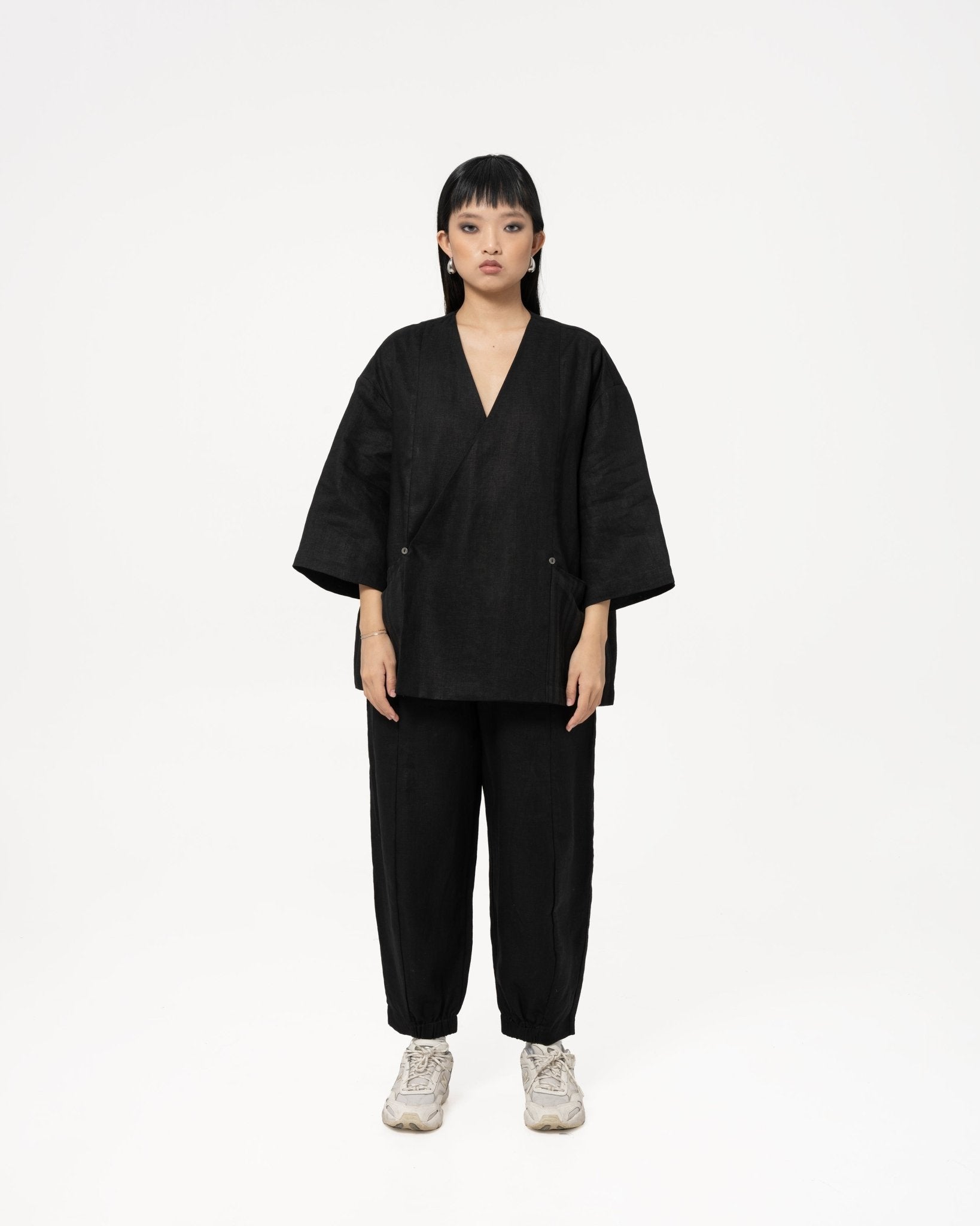 Wrapped Button Kimono - G R A Y E