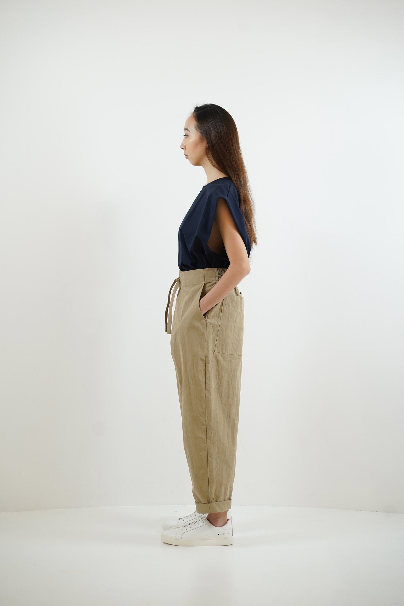Adjustable Pleated Trousers - Khaki - G R A Y E