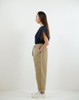 Adjustable Pleated Trousers - Khaki - G R A Y E