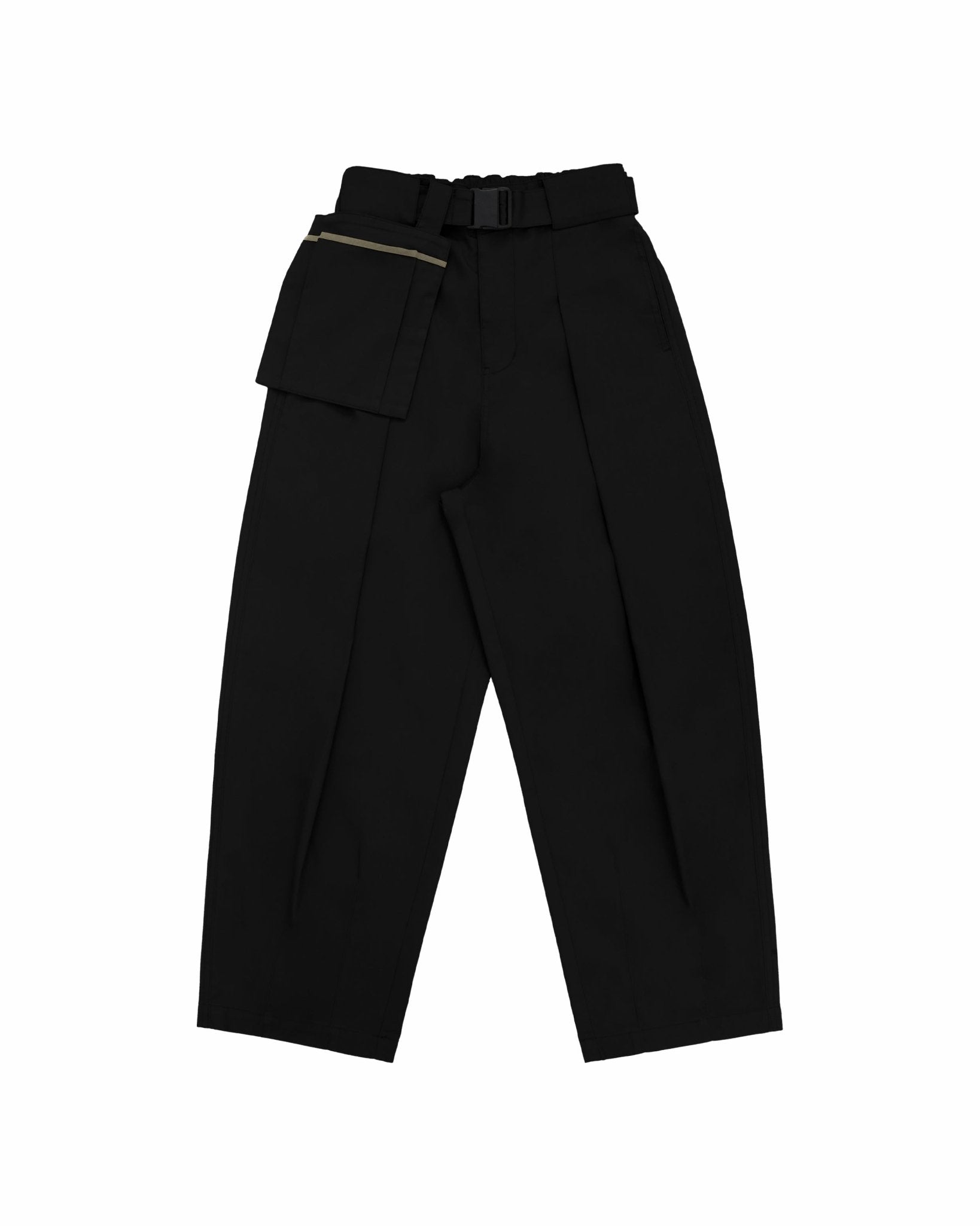 Belted Bag Trousers - Black - G R A Y E