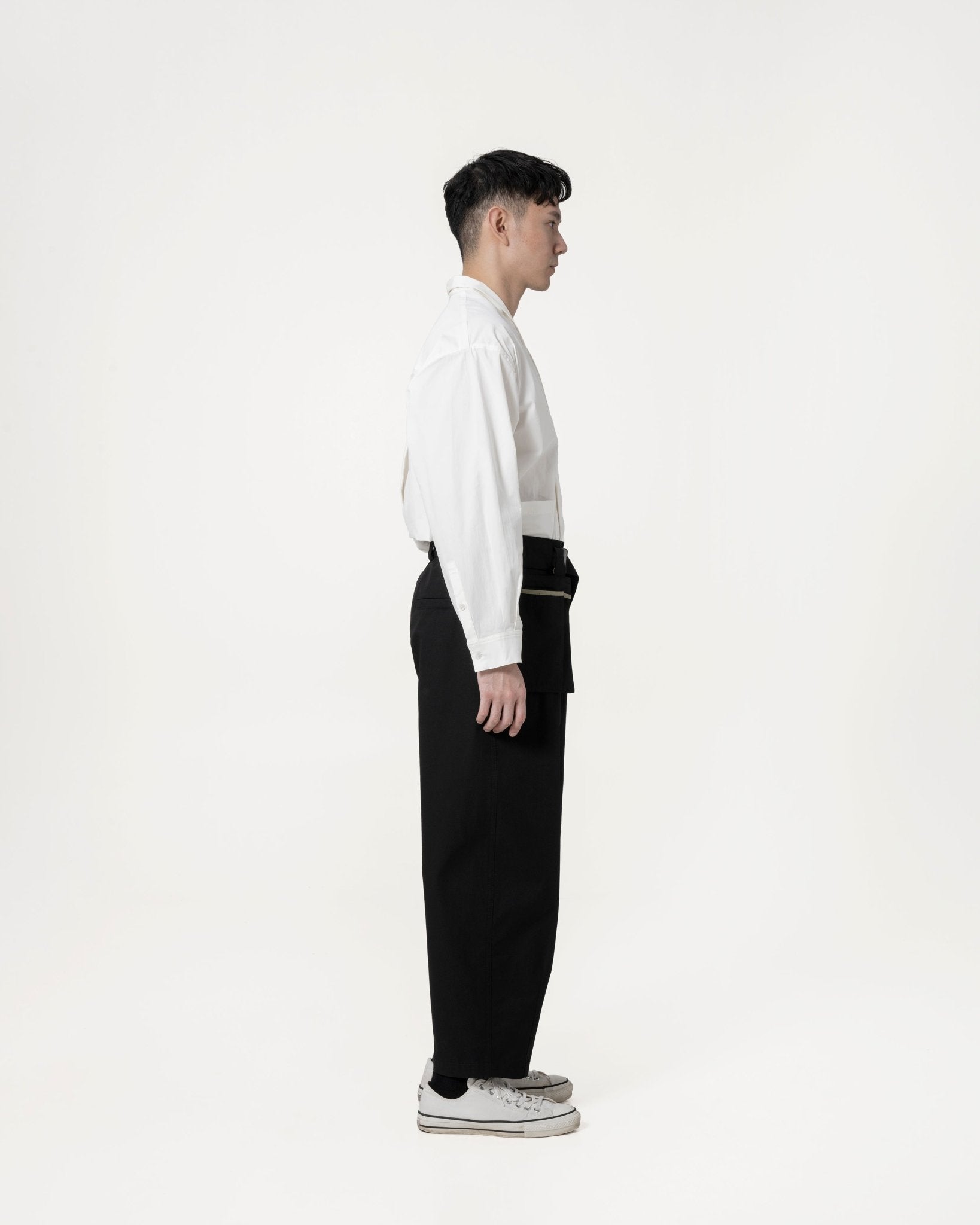 Belted Bag Trousers - Black - G R A Y E