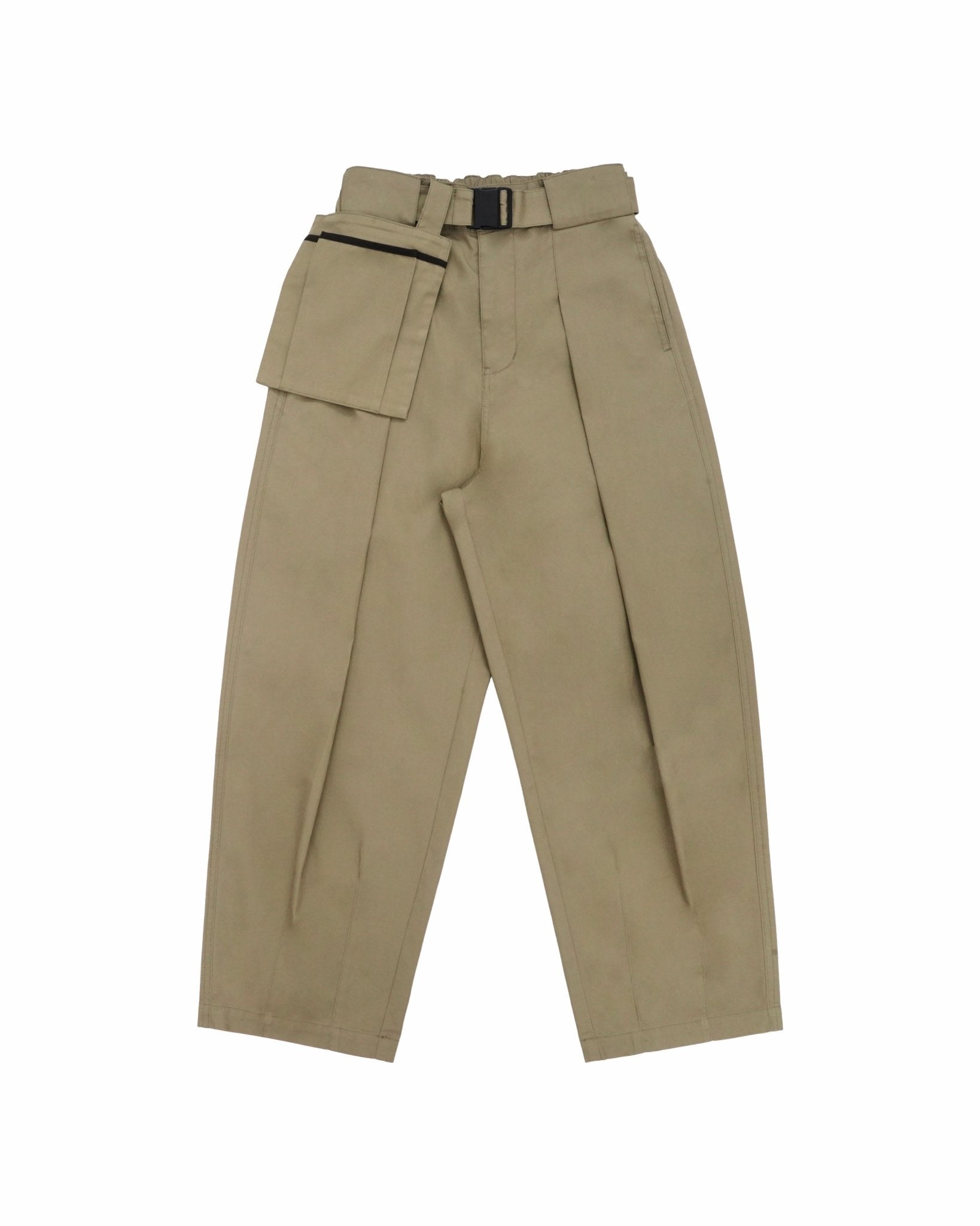 Belted Bag Trousers - Khaki - G R A Y E