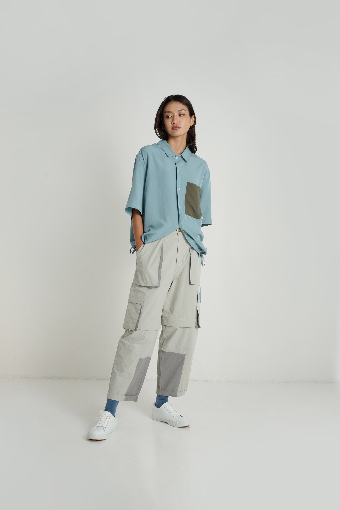 GRAYE Singapore Unisex Fashion Label - Convertible Cargo Pants - Light Gray