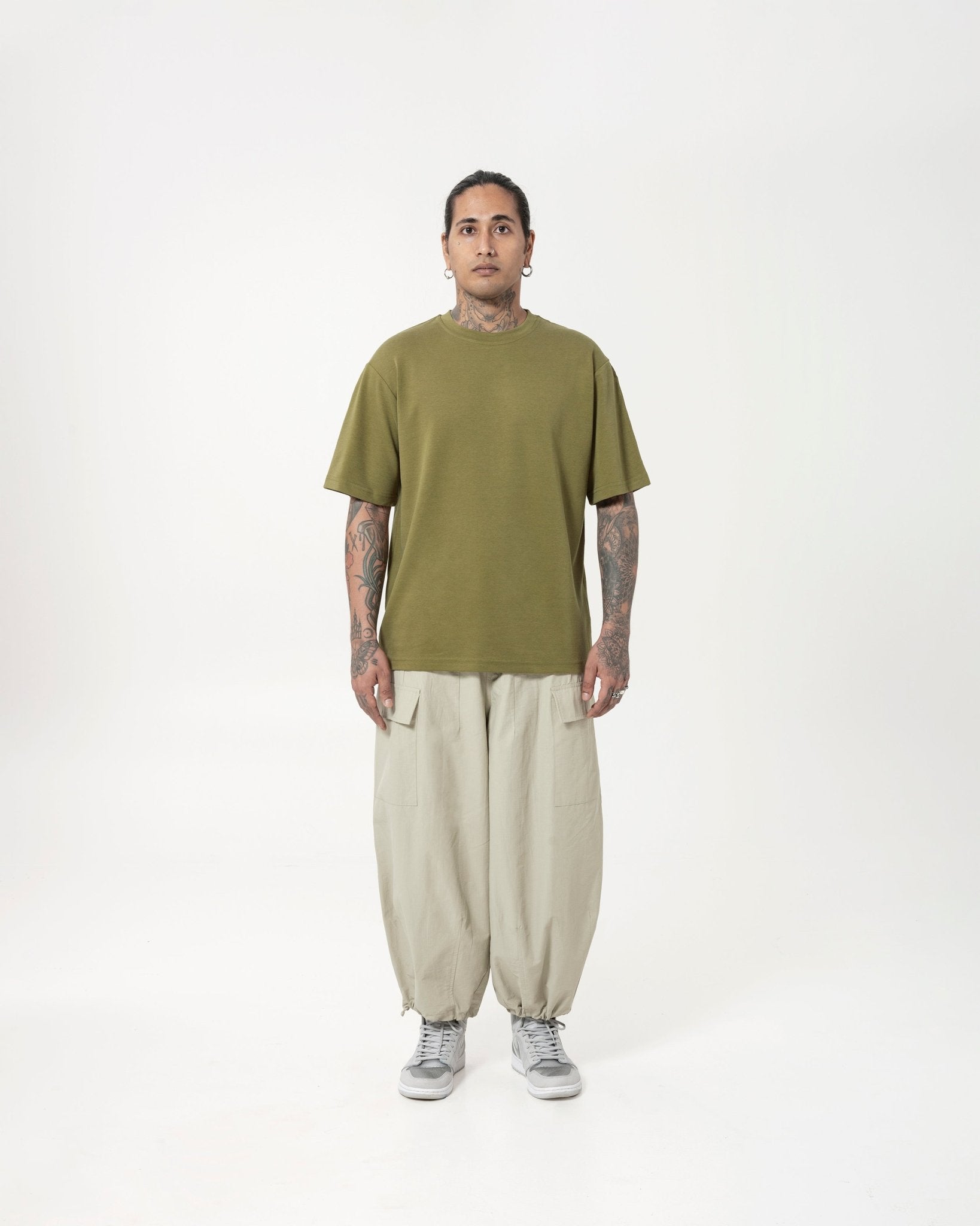 Cupro Tee - Olive Green - G R A Y E