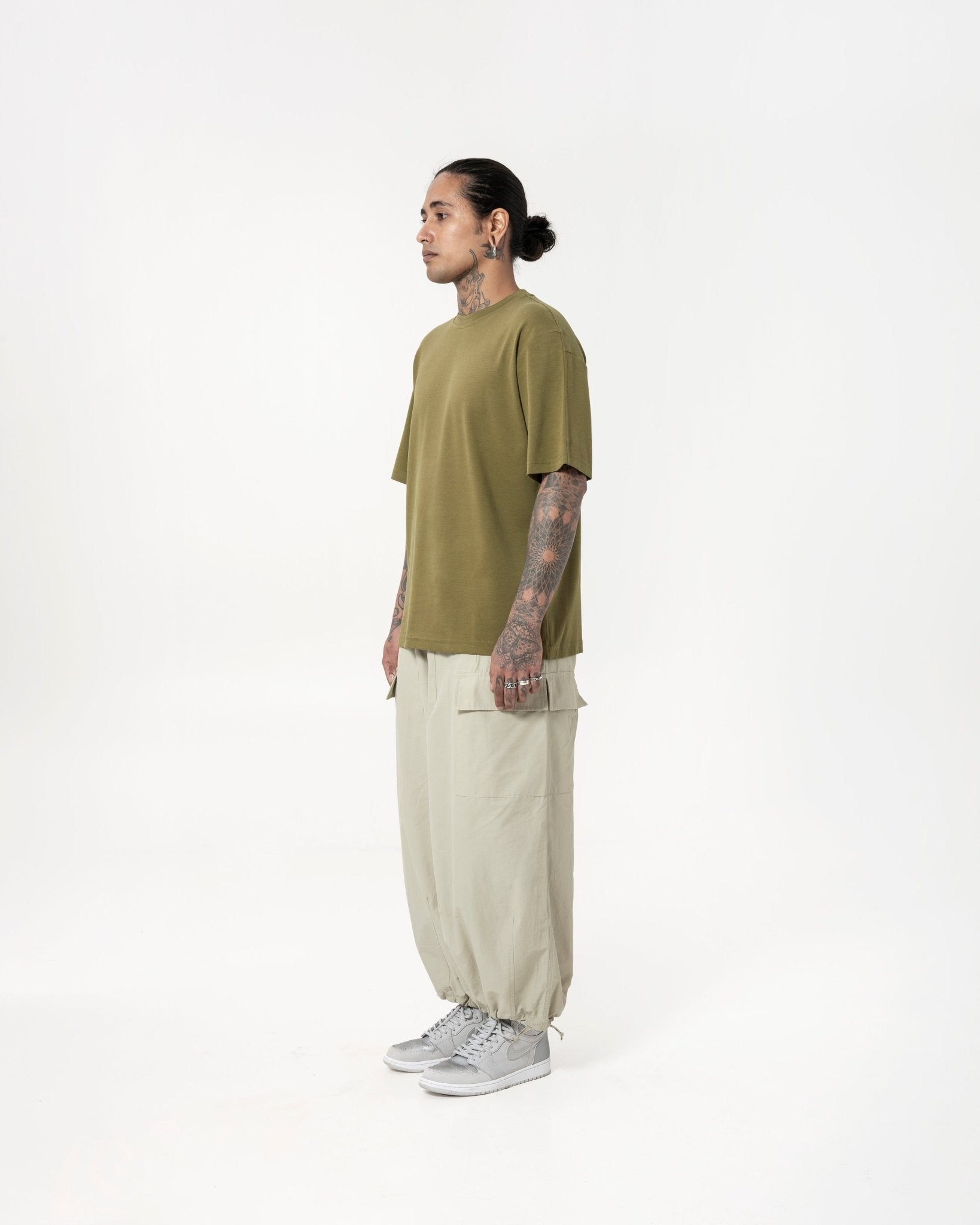 Cupro Tee - Olive Green - G R A Y E