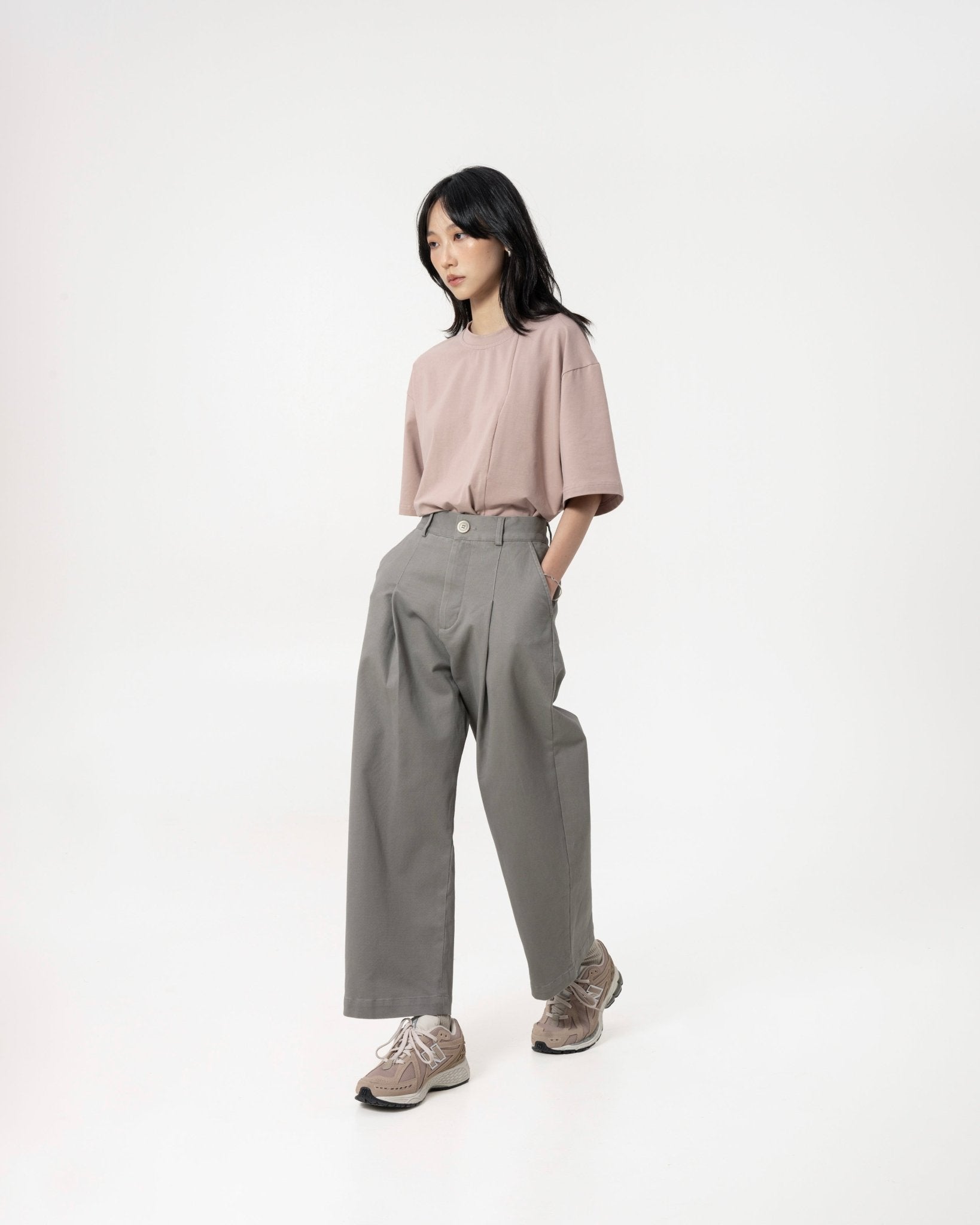 GRAYE Straight Cut Pants - Mauve Gray - G R A Y E