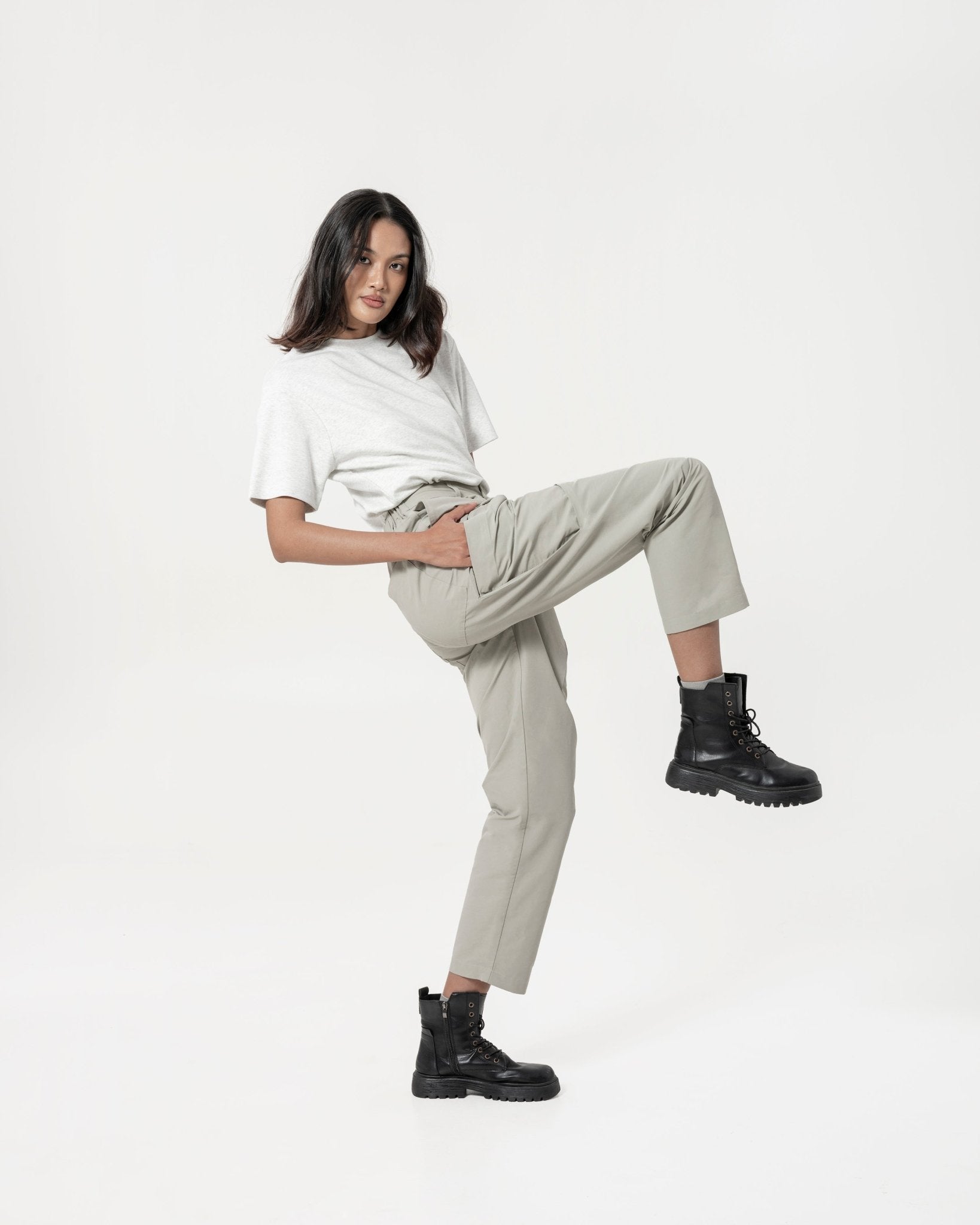 Inverse Cargo Trousers - Steel - G R A Y E