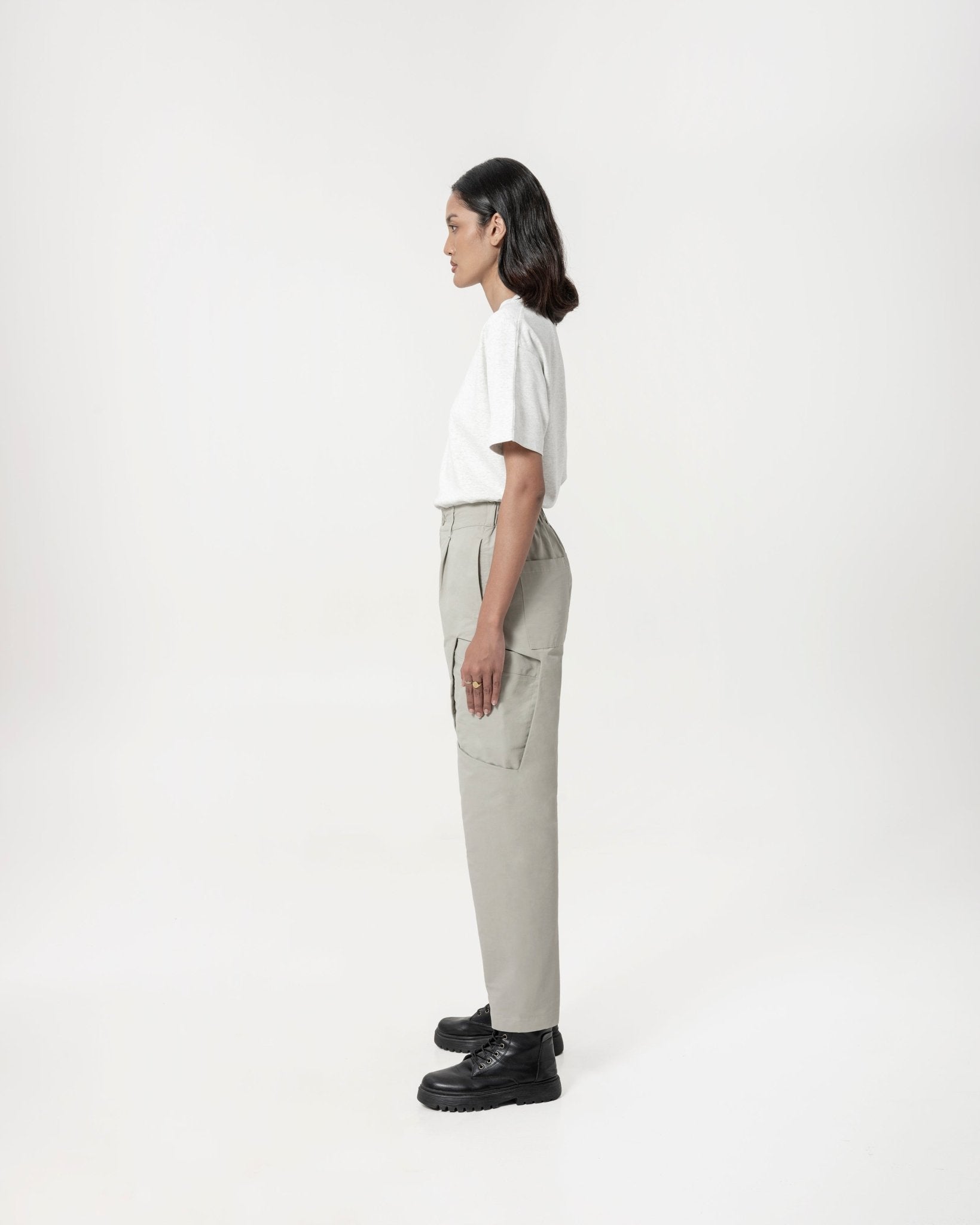 Inverse Cargo Trousers - Steel - G R A Y E