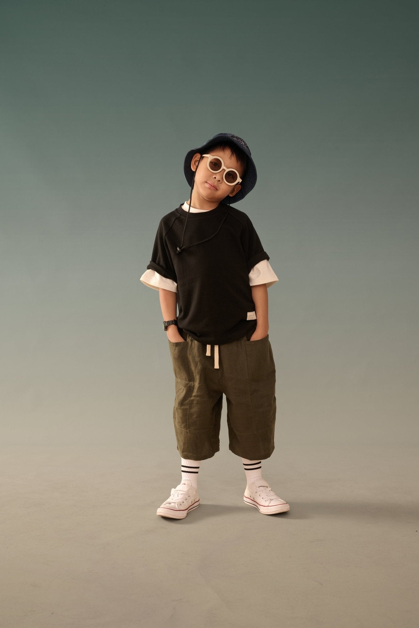 Kid&#39;s Linen Pants - Olive Green - G R A Y E