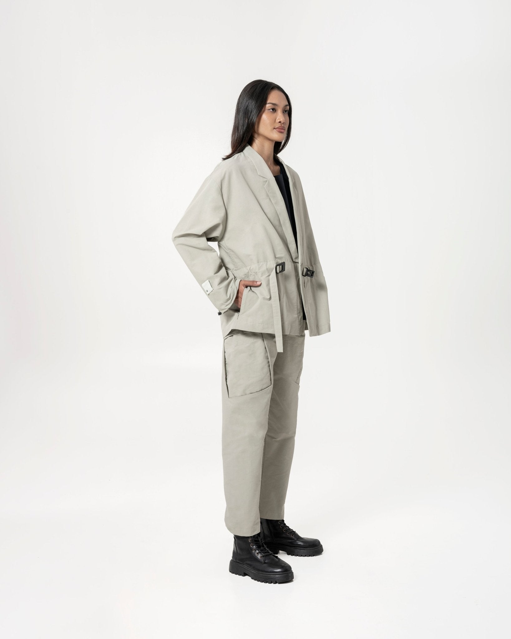 Kimono Buckle Jacket - Steel - G R A Y E