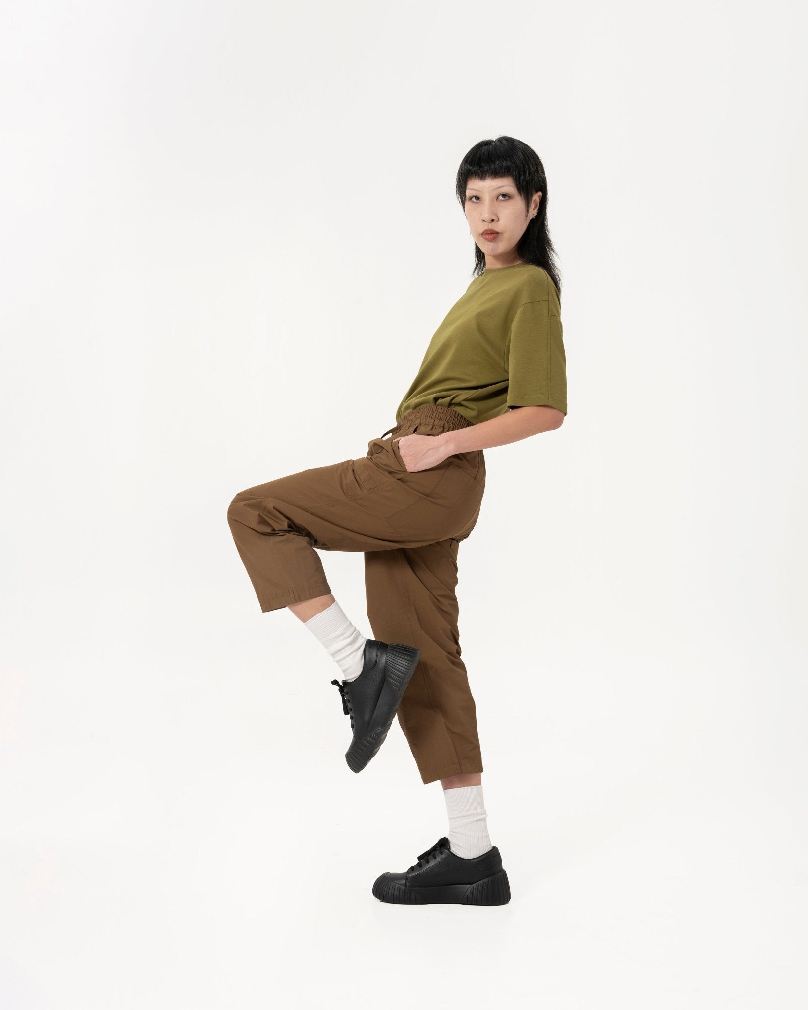 Relaxed Elasticated Trousers - Amber - G R A Y E