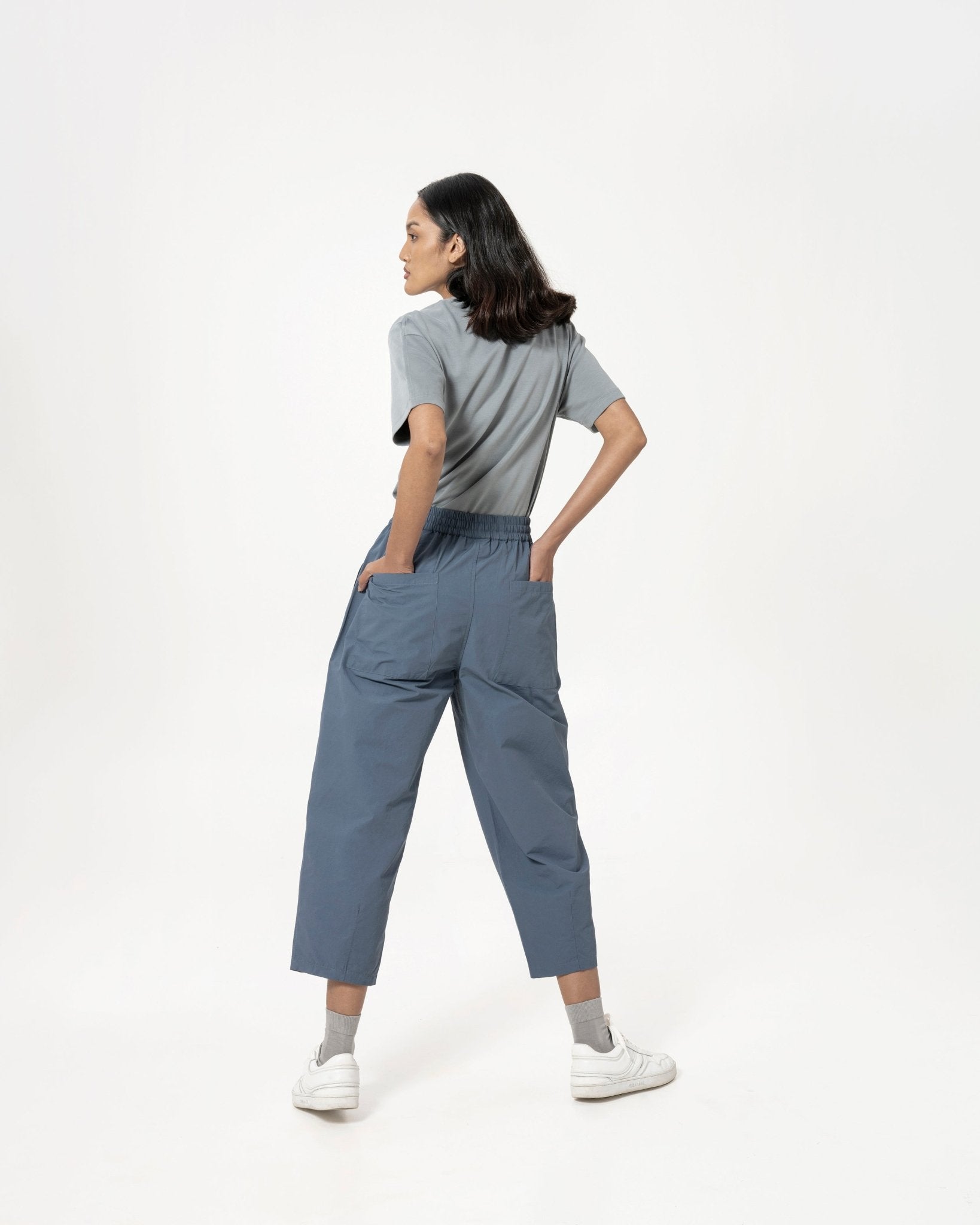 Relaxed Elasticated Trousers - Light Blue - G R A Y E